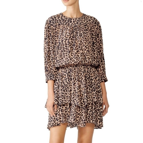 Zadig Voltaire Rooka Leopard Print Shirred Mini Dress Size S - Picture 2 of 16